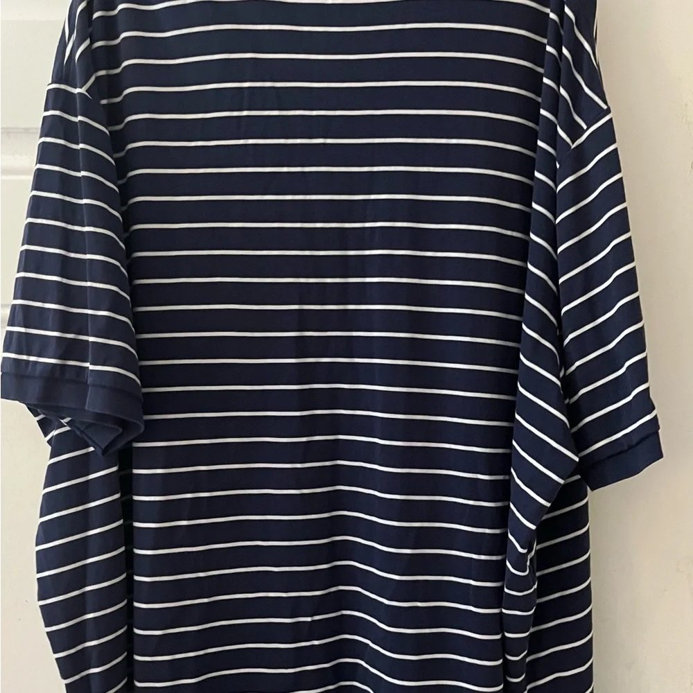 Polo Ralph Lauren Polo Shirt Mens Big & Tall 4XB Navy/White Striped Short Sleeve